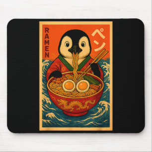 Penguin Eating Ramen Japanese Noodles Funny  Mouse Mat