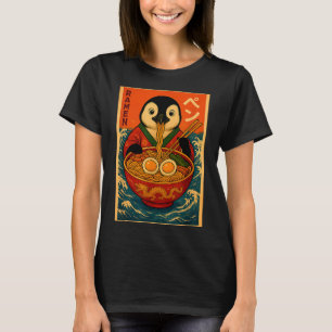Penguin Eating Ramen Japanese Noodles Funny  T-Shirt