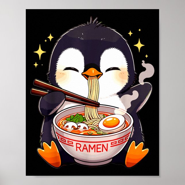 Penguin Eating Ramen  Poster (Front)
