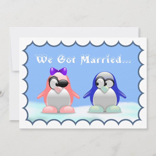 Penguin Elopement Announcement (Front)