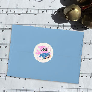 Penguin Entangled in Lights Christmas Sticker