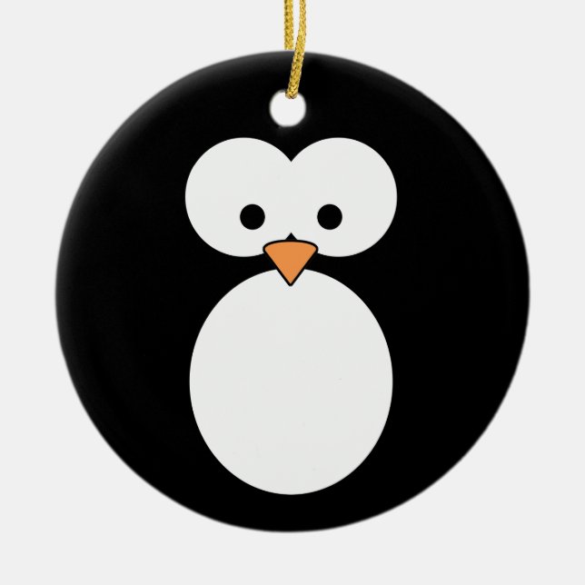 Penguin Eyes Ceramic Tree Decoration (Front)