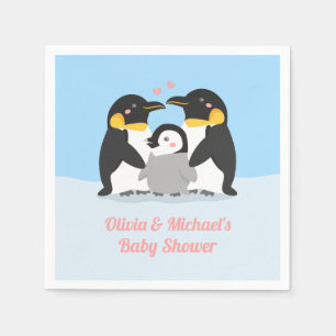 Penguin Family Baby Shower Party Supplies Decor Napkin