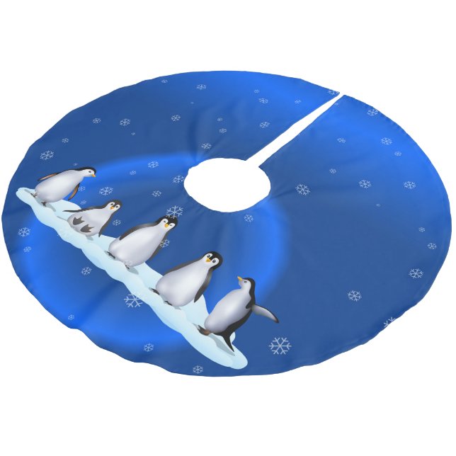Penguin Family Brushed Polyester Tree Skirt (Angled)