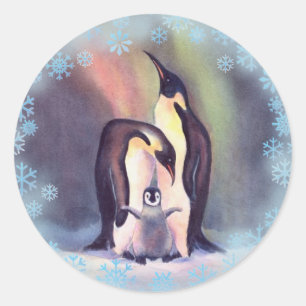 PENGUIN FAMILY by  SHARON SHARPE Classic Round Sticker