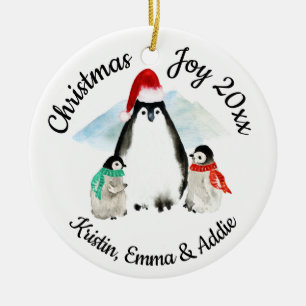 Penguin Family Christmas Ceramic Tree Decoration