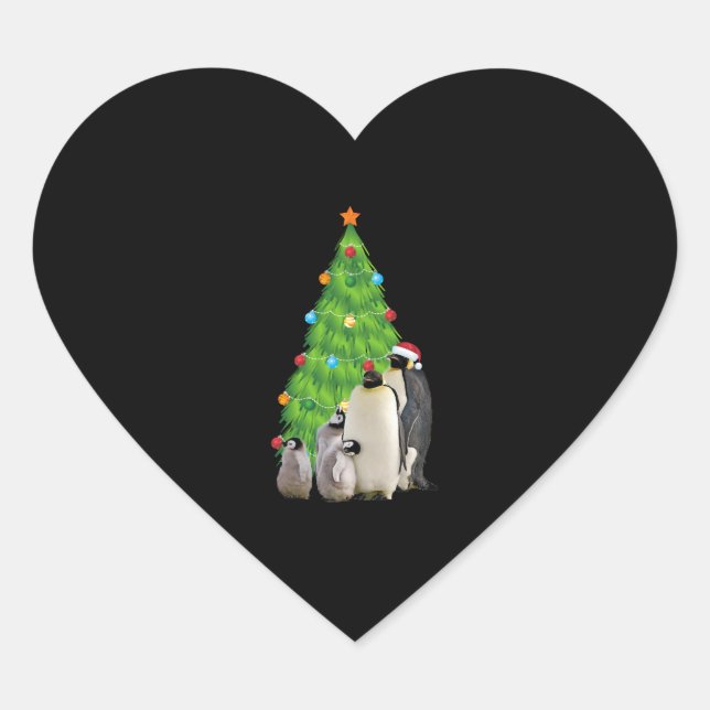 Penguin Family Christmas Heart Sticker (Front)