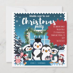 Penguin Family Christmas Invitation