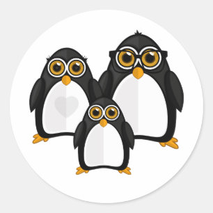 Penguin Family Classic Round Sticker