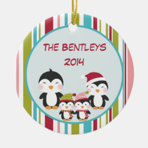 Penguin Family Customisable Christmas Ornament