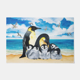 Penguin Family Doormat, Housewarming Gift Doormat
