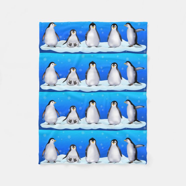 Penguin Family Fleece Blanket (Front)