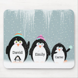 Penguin Family In Snow Mouse Mat