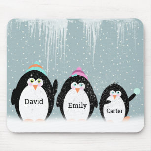 Penguin Family In Snow Mouse Pad