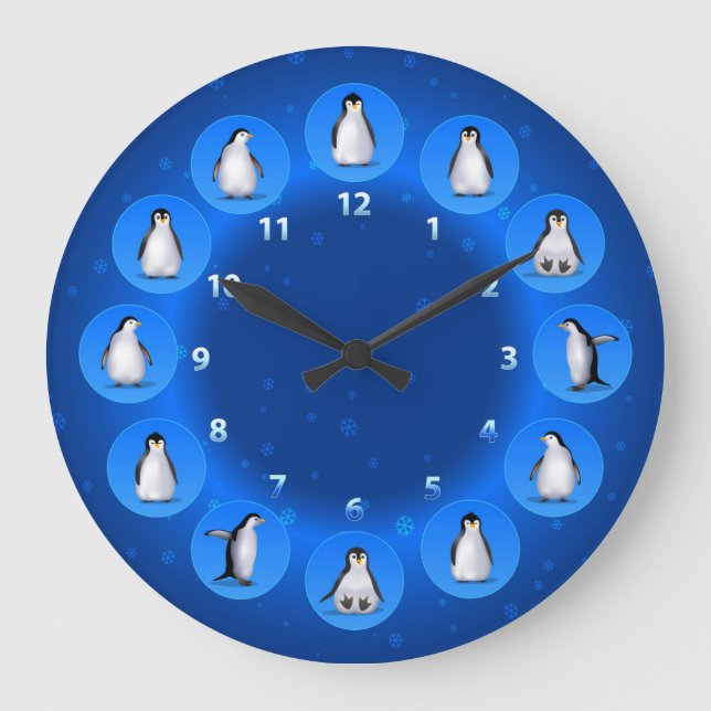 Penguin Family Large Clock (Front)