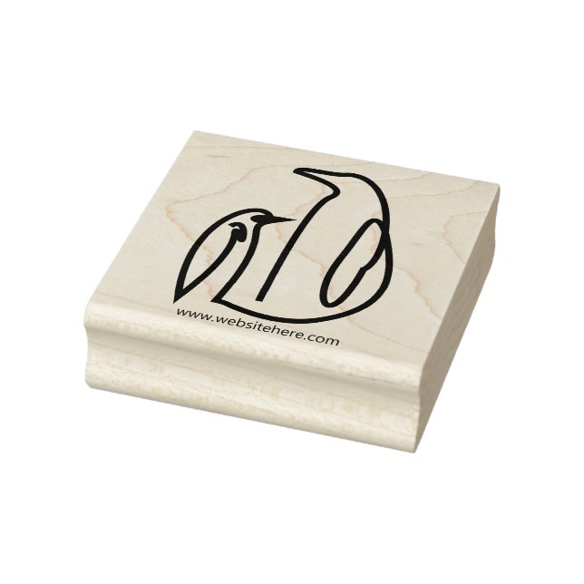 Penguin Family Line Art Bird Rubber Stamp (Stamp)