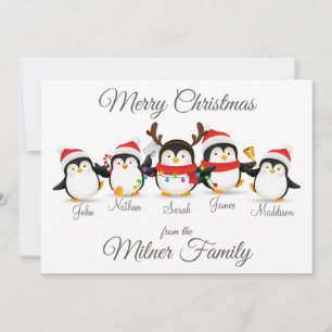 Penguin Family Merry Christmas Card