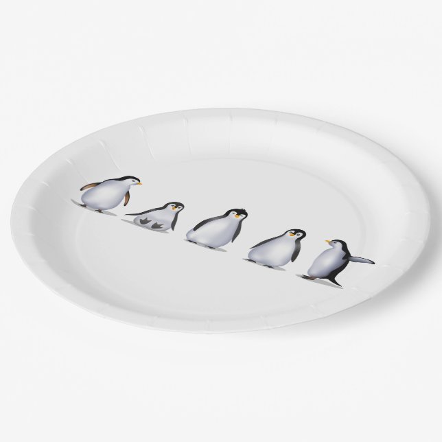 Penguin Family Paper Plate (Angled)
