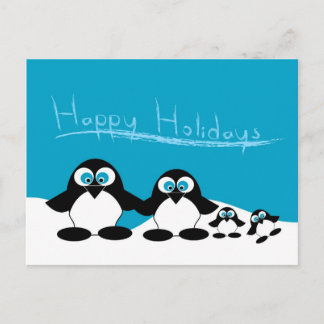 penguin family postcard