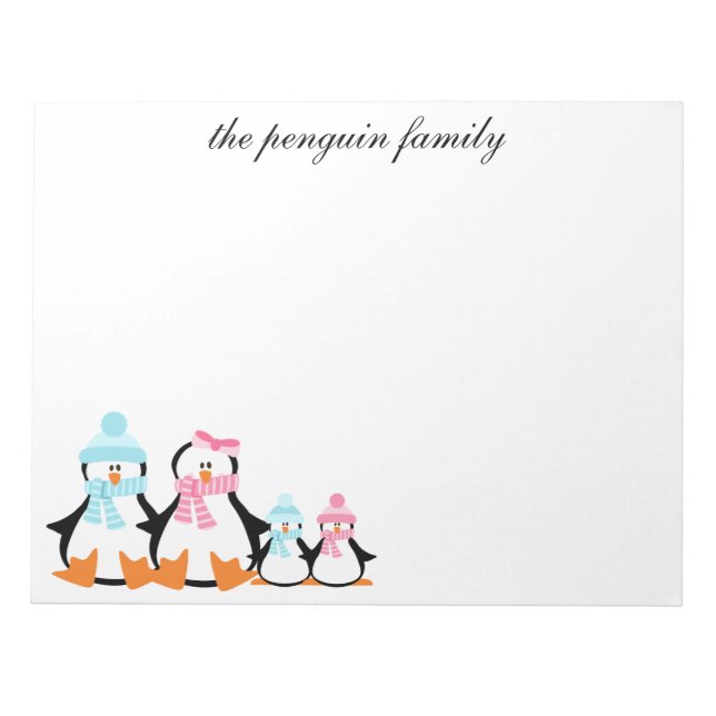 Penguin Family Winter Custom Notepad (Front)