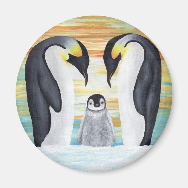 Penguin Family with Baby Penguin Magnet (Front)