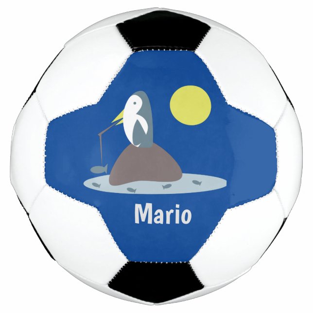 Penguin Fishing Monogram Name   Soccer Ball (Front)