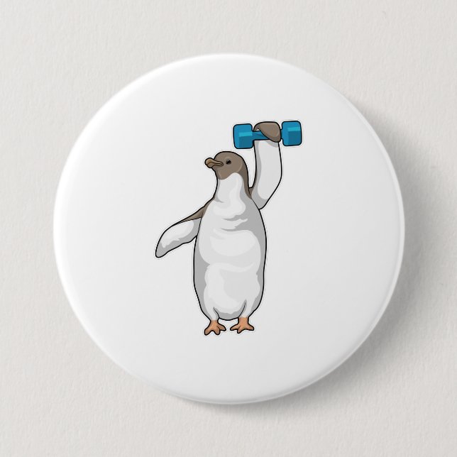 Penguin Fitness Dumbbell 7.5 Cm Round Badge (Front)