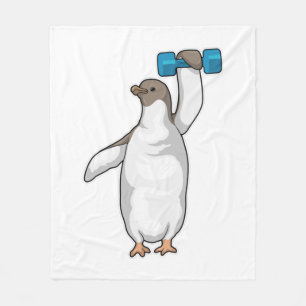 Penguin Fitness Dumbbell Fleece Blanket