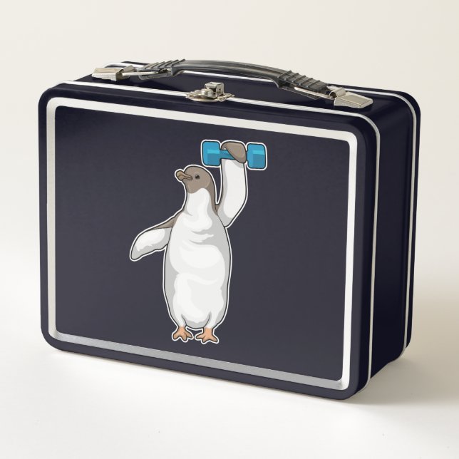 Penguin Fitness Dumbbell Metal Lunch Box (Front)