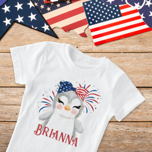 Penguin Flag Hair Tie and Fireworks Personalised T-Shirt