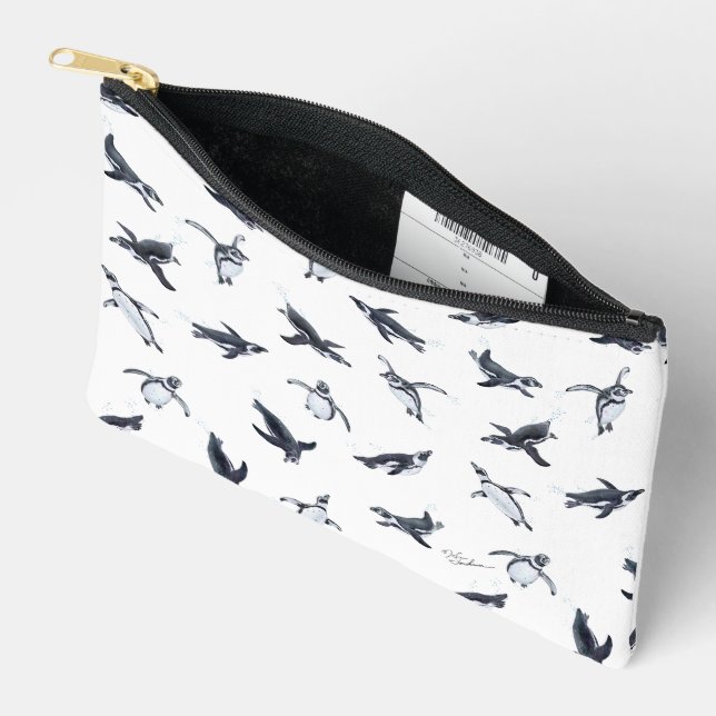 Penguin Flight Squad | Ocean Art Design Accessory Pouch (Open)