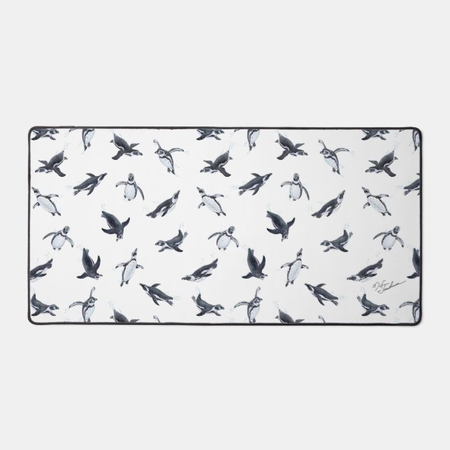 Penguin Flight Squad | Ocean Art Design Desk Mat (Front)