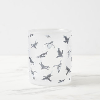 Penguin Flight Squad | Ocean Art Design Frosted Glass Coffee Mug