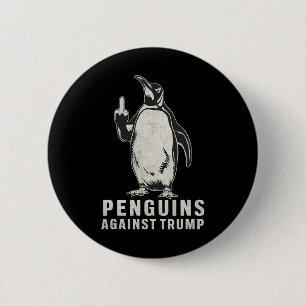 Penguin Flippers Up Middle Finger Penguins Against 6 Cm Round Badge