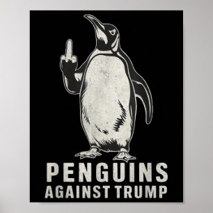 Penguin Flippers Up Middle Finger Penguins Against Poster