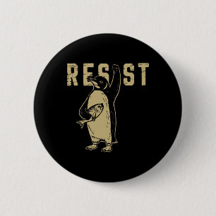 Penguin Flippers Up Resist Funny Penguins Against 6 Cm Round Badge