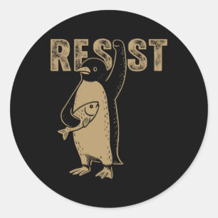 Penguin Flippers Up Resist Funny Penguins Against Classic Round Sticker