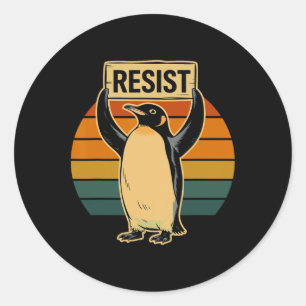 Penguin Flippers Up Resist Funny Penguins Against Classic Round Sticker