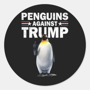 Penguin Flippers Up Resist Funny Penguins Against Classic Round Sticker