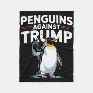 Penguin Flippers Up Resist Funny Penguins Against Fleece Blanket