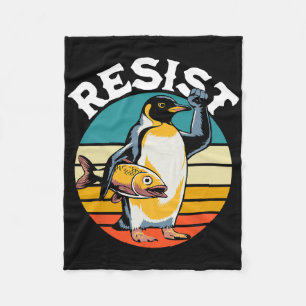 Penguin Flippers Up Resist Funny Penguins Against  Fleece Blanket