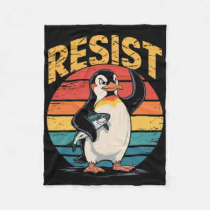 Penguin Flippers Up Resist Funny Penguins Against Fleece Blanket