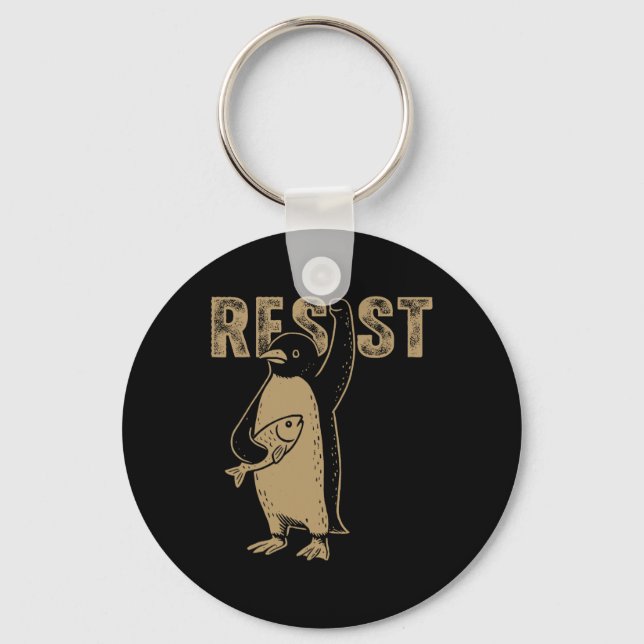 Penguin Flippers Up Resist Funny Penguins Against  Key Ring (Front)