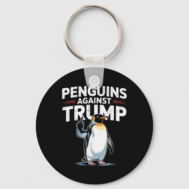 Penguin Flippers Up Resist Funny Penguins Against  Key Ring (Front)