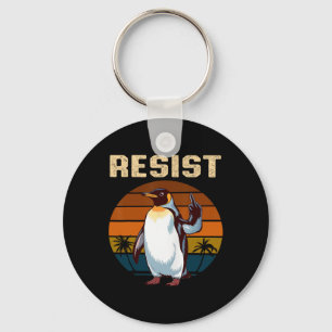 Penguin Flippers Up Resist Funny Penguins Against Key Ring