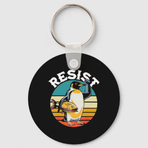 Penguin Flippers Up Resist Funny Penguins Against Key Ring