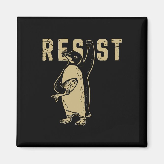 Penguin Flippers Up Resist Funny Penguins Against  Magnet (Front)