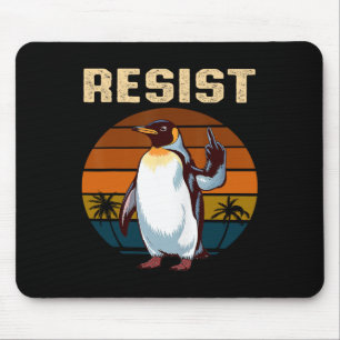 Penguin Flippers Up Resist Funny Penguins Against Mouse Mat
