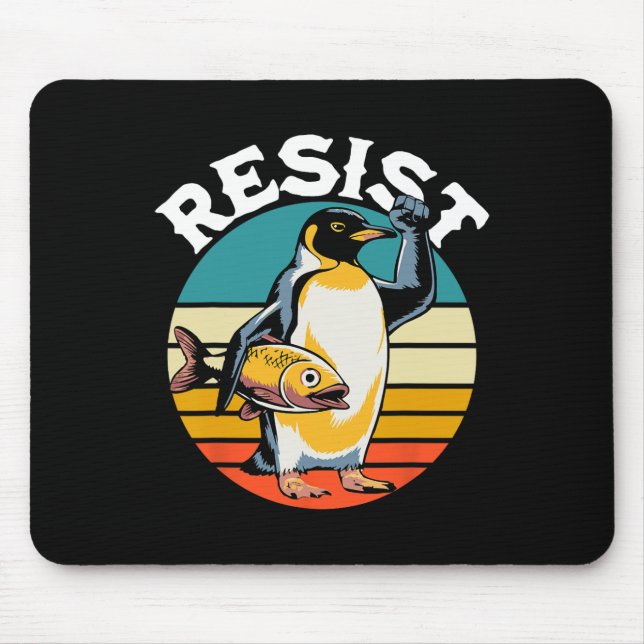 Penguin Flippers Up Resist Funny Penguins Against  Mouse Mat (Front)