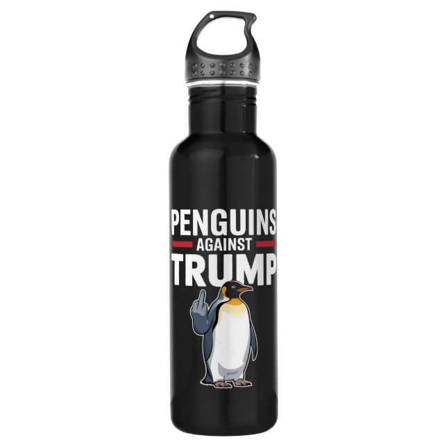 Penguin Flippers Up Resist Penguins Against Trump 710 Ml Water Bottle (Front)